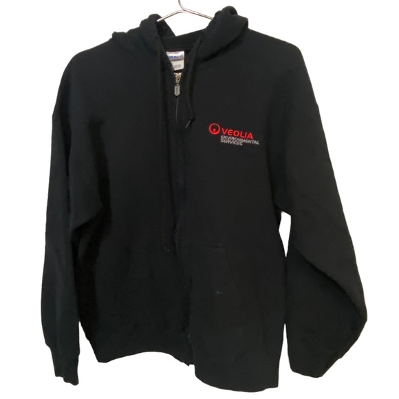 VEOLIA Environmental Services Heavyweight Employee Black Hoodie Men’s L Full Zip